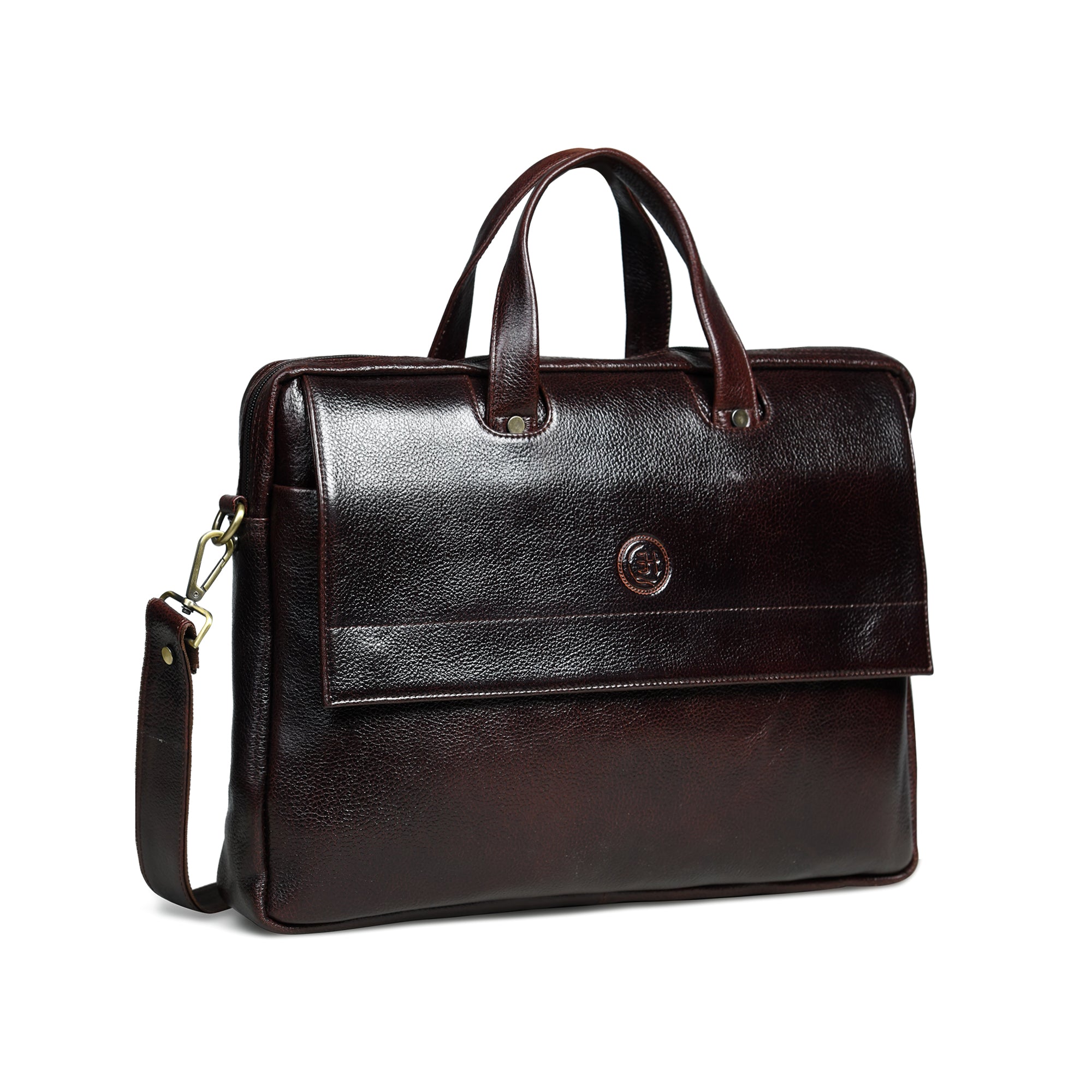 Executive Edge Leather Laptop Briefcase - Tan Colour